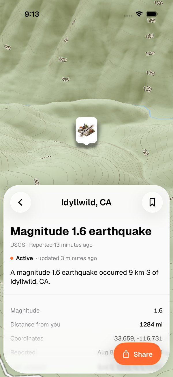 Event detail for a magnitude 1.6 earthquake